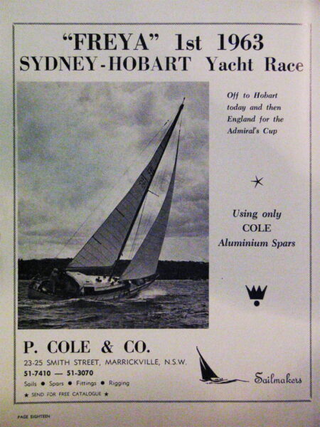 A page from the 1964 Sydney Hobart program.