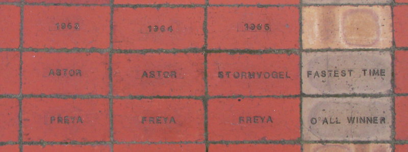 Constitution docks with Freya winners on bricks.