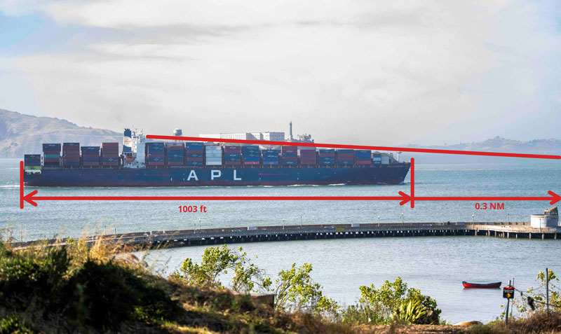 Container ship passing Aquatic Park.